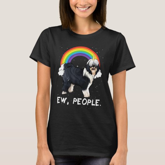 レインボー チベットテリア 嫌な人々 ユニコーン 犬 Tシャツ (正面)