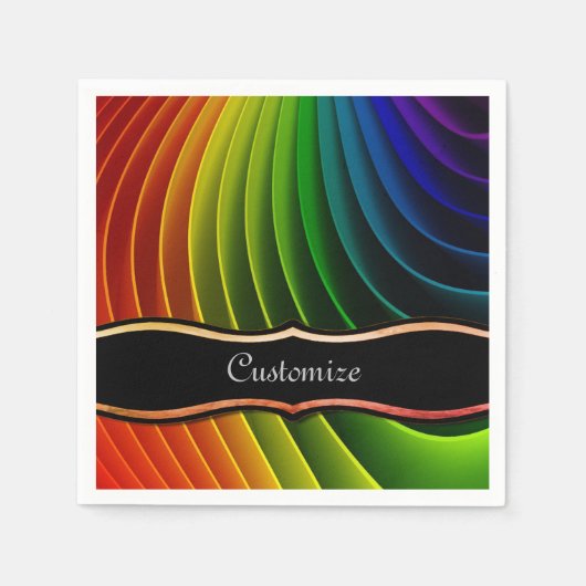 レインボー ツイスト パーティー ナプキン スタンダードカクテルナプキン (正面)