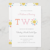 レインボー・ツー・キッズの誕生日パーティー・サンシャイン 招待状 (正面/裏面)