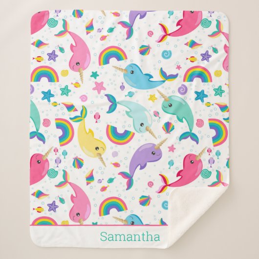 『レインボー・ナーハル・アンダー・ザ・シーガーパーソナライズされたル』 シェルパブランケット (正面)