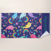 『レインボー・ナーハル・アンダー・ザ・シーガーパーソナライズされたル』 ビーチタオル (正面)