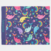 『レインボー・ナーハル・アンダー・ザ・シーガーパーソナライズされたル』 フリースブランケット (正面(横))