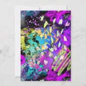 レインボー ネオン アブストラクト グリッター フレーム 21歳の誕生日 招待状 (裏面)