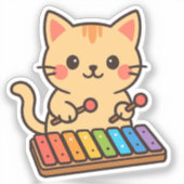 レインボー・ノートのシロフォン猫 シール (正面)