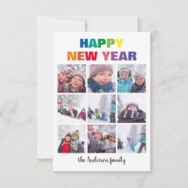 レインボー ハッピー ニュー イヤー コラージュ - 3x5 クリスマス カード