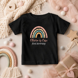 レインボー&ハーツ 1歳の誕生日パーティー ベビーTシャツ