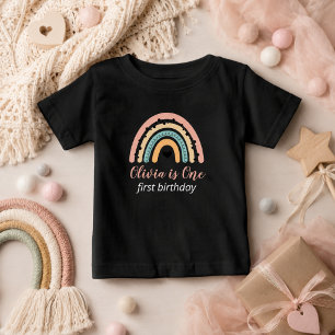 レインボー&ハーツ 1歳の誕生日パーティー ベビーTシャツ