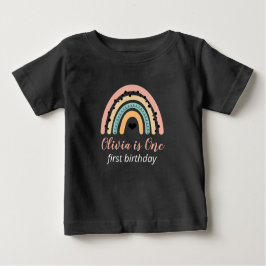 レインボー&ハーツ 1歳の誕生日パーティー ベビーTシャツ