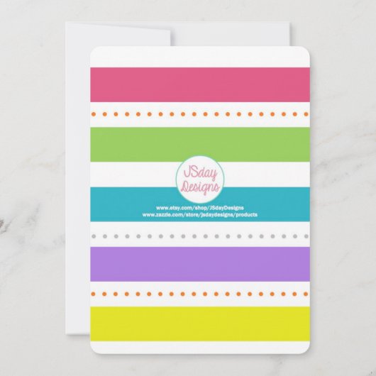 レインボー&ハートカラフルボホ小さな女の子誕生日 招待状 (裏面)