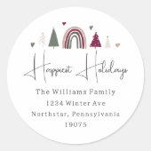 レインボー&ハートズハッピーストホリデーズ封筒用シール ラウンドシール (正面)