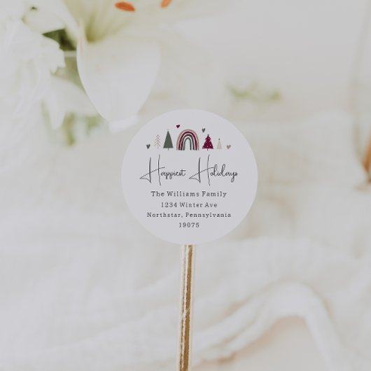 レインボー&ハートズハッピーストホリデーズ封筒用シール ラウンドシール