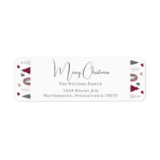 レインボー&ハートズメリークリスマス差出人住所 ラベル (正面)