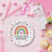 レインボー&ハートバースデーパーティープレート ペーパープレート (パーティー)