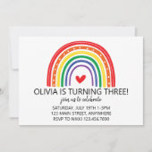 レインボー&ハートバースデーパーティー招待状 招待状 (正面)