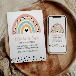 レインボー&ハート1st誕生日パーティー 招待状