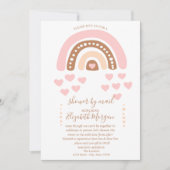 レインボー，ハート，ドット，バーチャル赤ちゃんシャワー（郵便） 招待状 (正面)