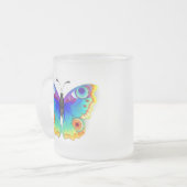 レインボー バタフライ ピーコック アイ フロストグラスマグカップ (正面左)