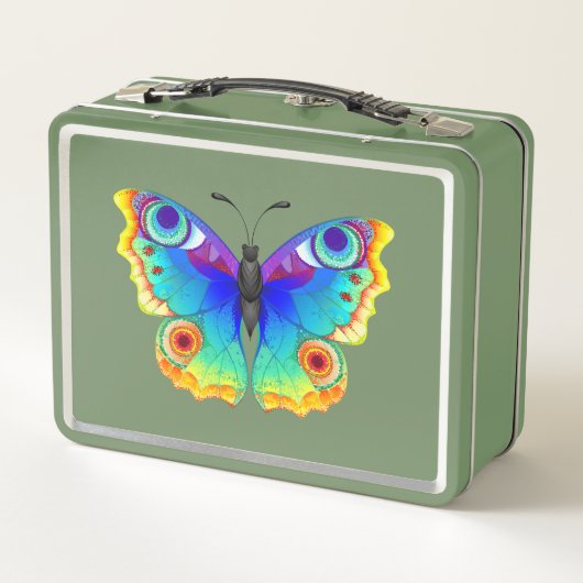 レインボー バタフライ ピーコック アイ メタルランチボックス (裏面)