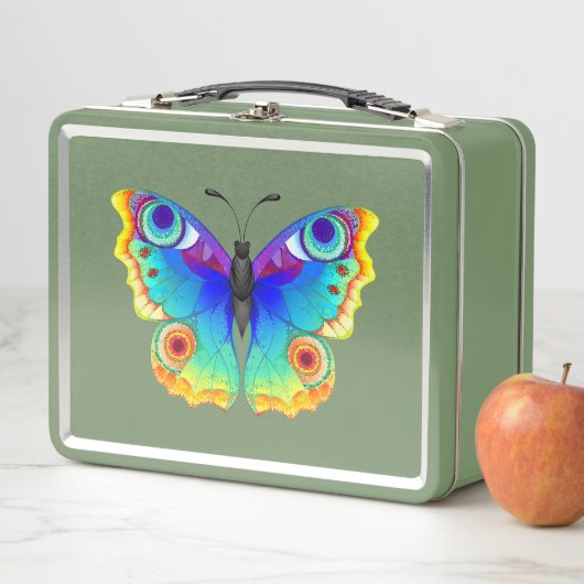 レインボー バタフライ ピーコック アイ メタルランチボックス (インサイチュ)