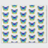 レインボー バタフライ ピーコック アイ ラッピングペーパー (フラット)