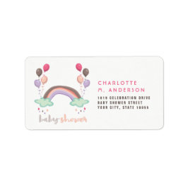 レインボー&バルーンガールベビーシャワー差出人住所 ラベル