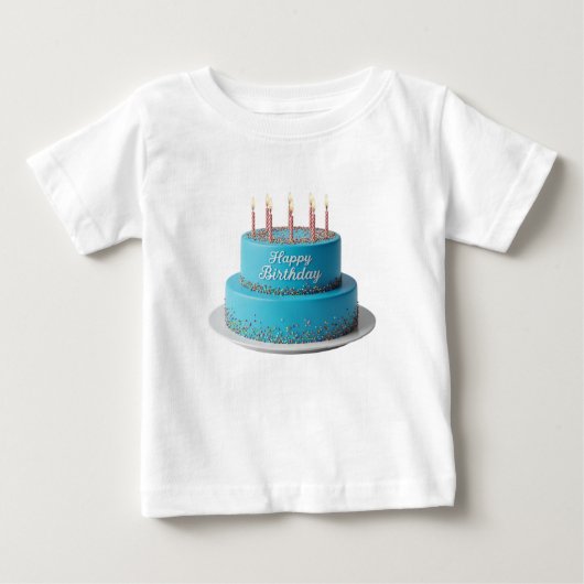 レインボー バースデーケーキ トドラー ベビーTシャツ (正面)