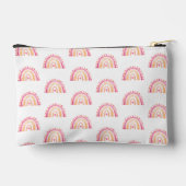 レインボー、ピンクのボホの水色 アクセサリーポーチ (裏面)