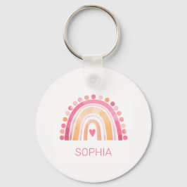 レインボー、ピンクのボホの水色 キーホルダー