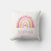 レインボー、ピンクボホ水彩装飾用クッション クッション (正面)