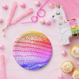 レインボー ピンク パープル 魚のうろこ ヘビの皮 4Jani ペーパープレート