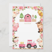 レインボー&ファーム誕生日ガールファームアニマルズ 招待状 (裏面)