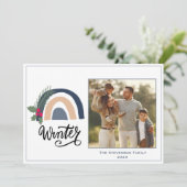 レインボー フォト ウィンター ホリデー カード (スタンド正面)