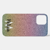 レインボー フォー グリッター パターンイニシャル 名前 Case-Mate iPhoneケース (裏面 (横))