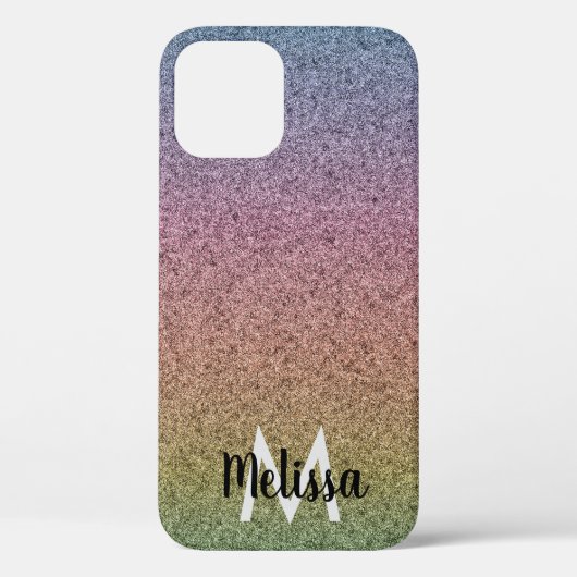 レインボー フォー グリッター パターンイニシャル 名前 Case-Mate iPhoneケース (裏面)