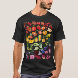 レインボー フルーツ 野菜 ベジタリアン ガーデナー Tシャツ