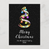 レインボー&ブラックオーナメントメリークリスマス シーズンポストカード (正面)