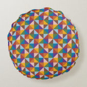 レインボー、ブラック、ブラウン、ピンク、ブルーのピンホイール ラウンドクッション (裏面)