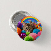 レインボー プレイタイム 子猫 かわいい 縞々猫 缶バッジ (正面&裏面)