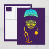 レインボー ペイズリー メッド マスク ポストカード (正面/裏面)