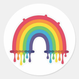 レインボー+ペイントドリップス LGBTQ+ ラウンドシール