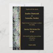 レインボー・ホログラフィック・スポット・ブラック・ゴールド・ウェディング 招待状 (正面)