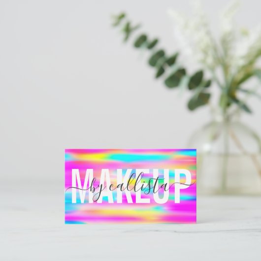 レインボー・ホログラフィータイポグラフィメイクアップアーティスト 名刺 (スタンド正面)