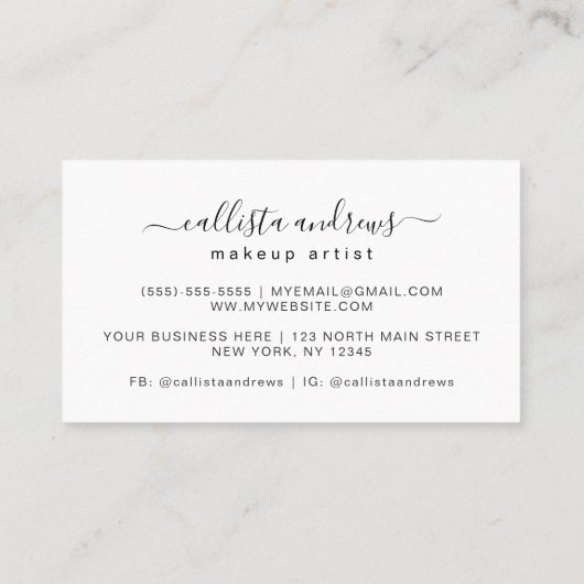 レインボー・ホログラフィータイポグラフィメイクアップアーティスト 名刺 (裏面)