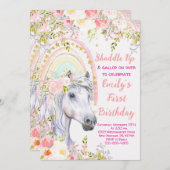 レインボー&ホースファースト・バースデーパーティー 招待状 (正面/裏面)