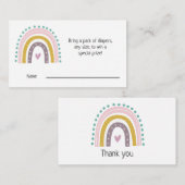 レインボー、ボホ、ピンクハート赤ちゃんシャワーおむつ エンクロージャーカード (正面/裏面)