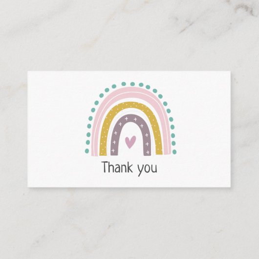 レインボー、ボホ、ピンクハート赤ちゃんシャワーブック エンクロージャーカード (裏面)