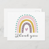 レインボー,ボホ,ピンク,ティール(緑がかった色),ハート,紫金ゴールドタ ポストカード (正面/裏面)