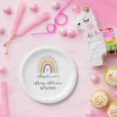 レインボー，ボホ，ピンク，ティール（緑がかった色）,ハート，赤ちゃんシャワー ペーパープレート (パーティー)