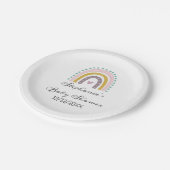 レインボー，ボホ，ピンク，ティール（緑がかった色）,ハート，赤ちゃんシャワー ペーパープレート (アングル)