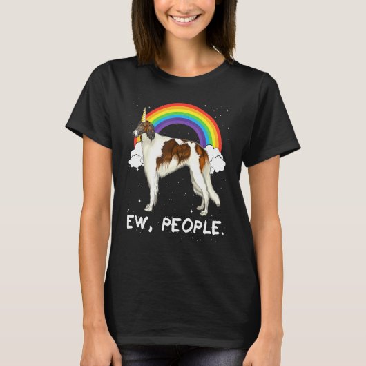 レインボー ボルゾイ ウニコーン 犬 Tシャツ (正面)